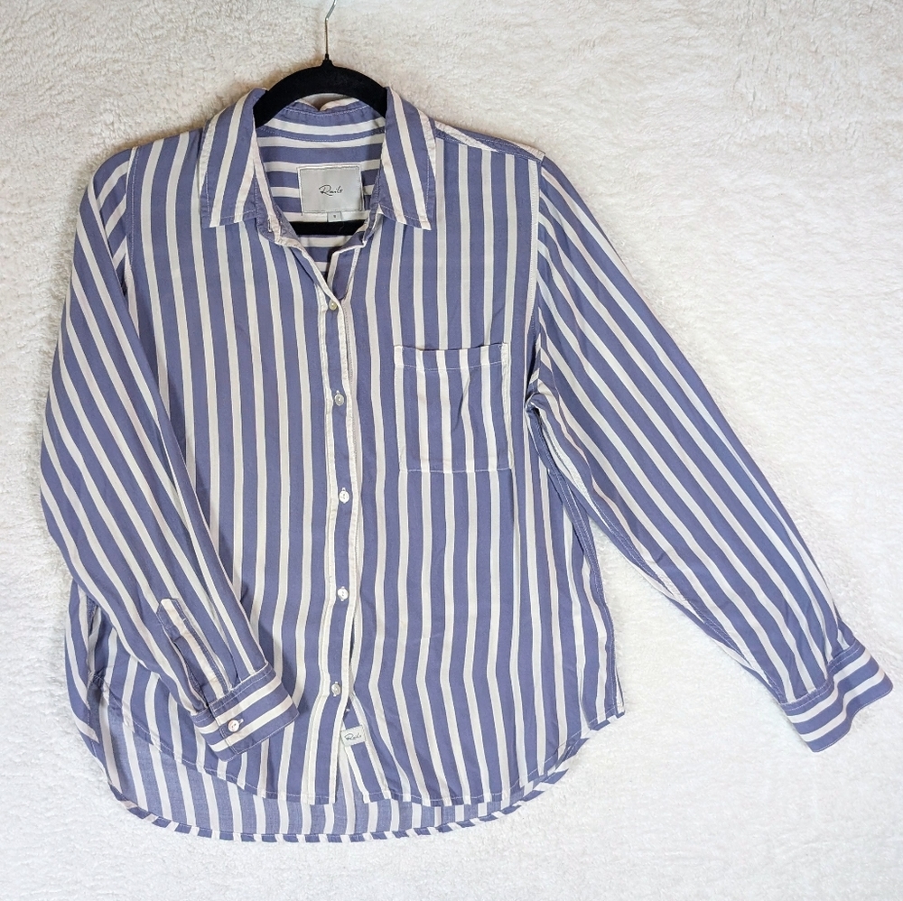 551-Rails Blue and White Vertical Stripe Button-Down Shirt Super Soft